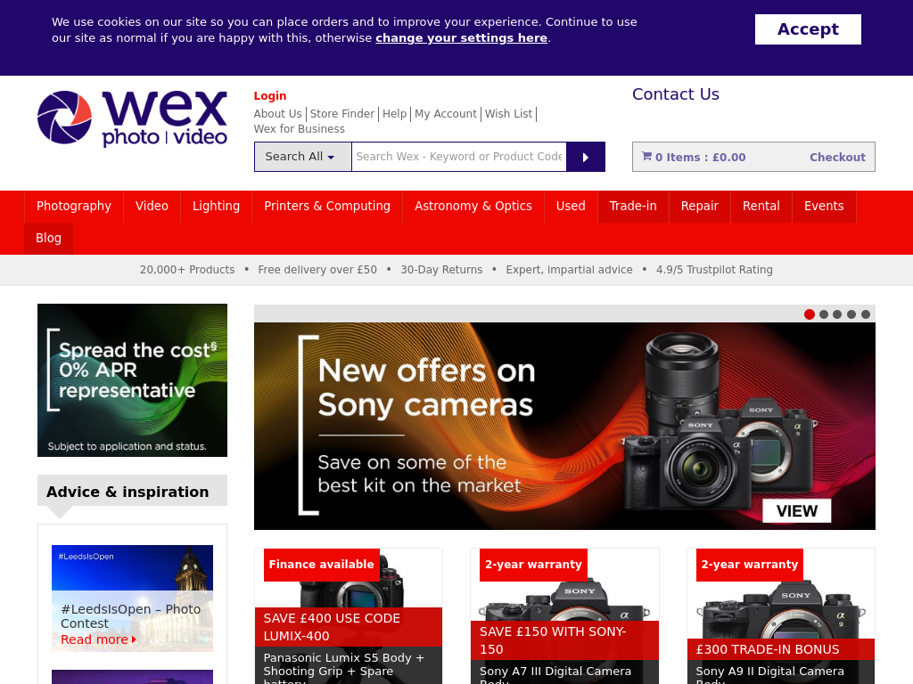 Wex Photo Video Website Screenshot