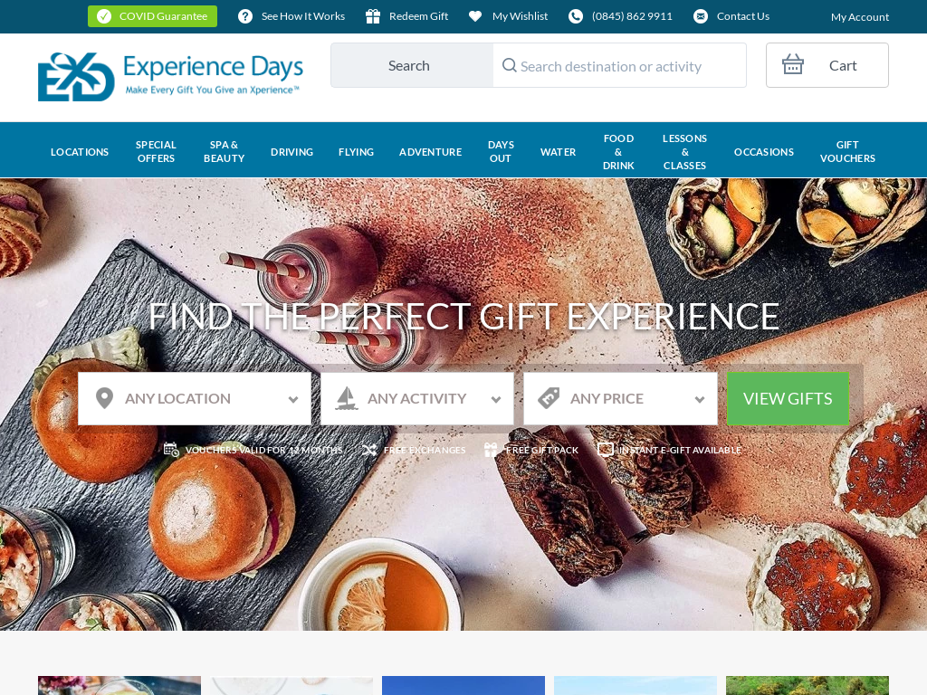 Experience Days Website Screenshot