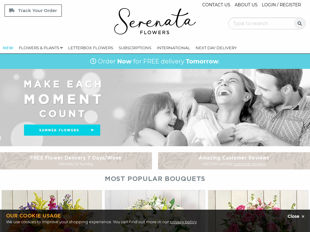 Serenata Flowers Website Screenshot