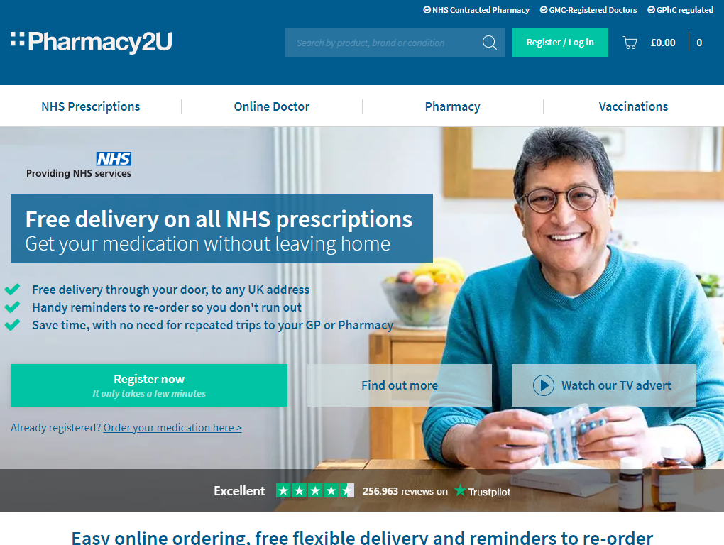 Pharmacy2U Online Doctor Website Screenshot