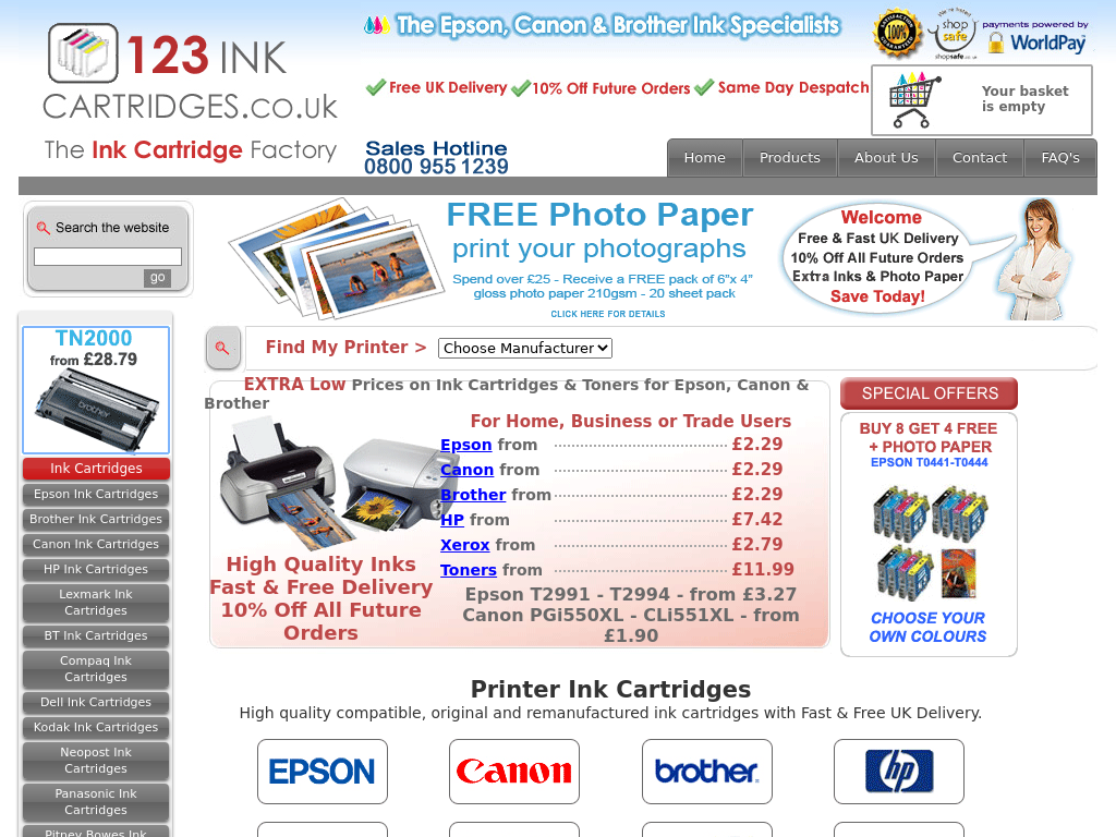 123 Ink Cartridges Website Screenshot