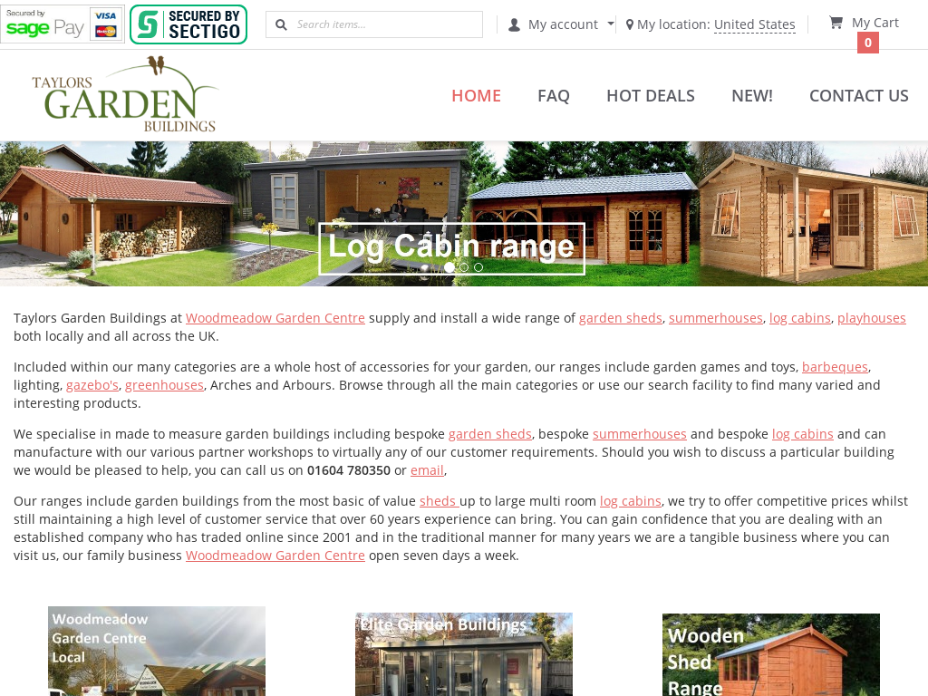 Taylors Garden Buildings Website Screenshot