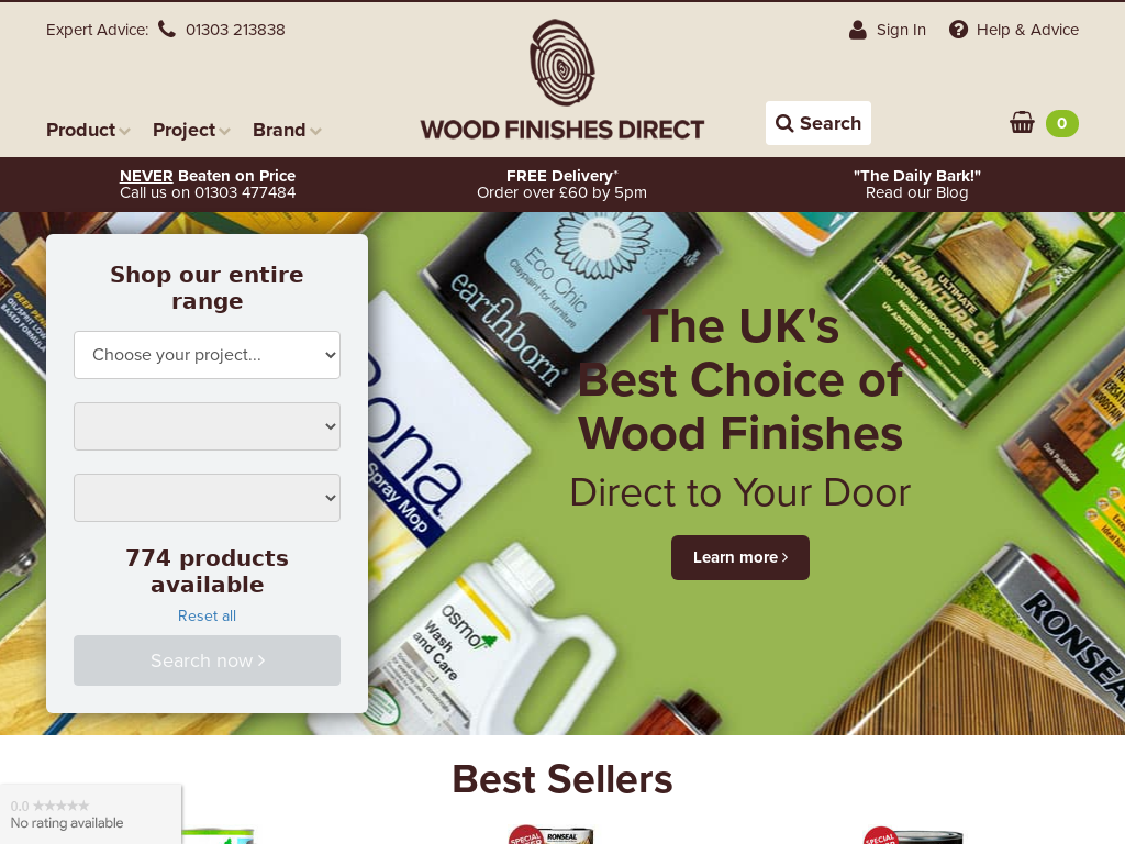 Wood Finishes Direct Website Screenshot