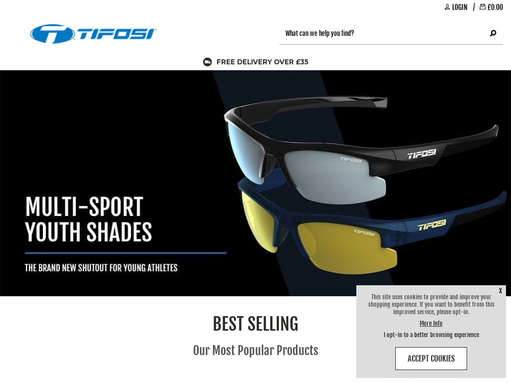 Tifosi Optics Website Screenshot