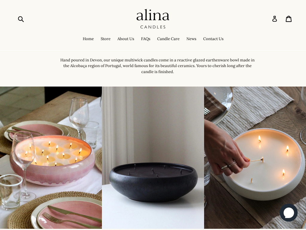 Alina Candles Website Screenshot